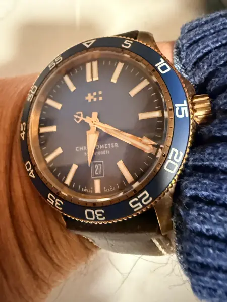 Christopher Ward C60 Trident Bronze Pro 600 Chronometer ref. C60-42BRZ3-B0BB0-B wrist photo by Matt C.